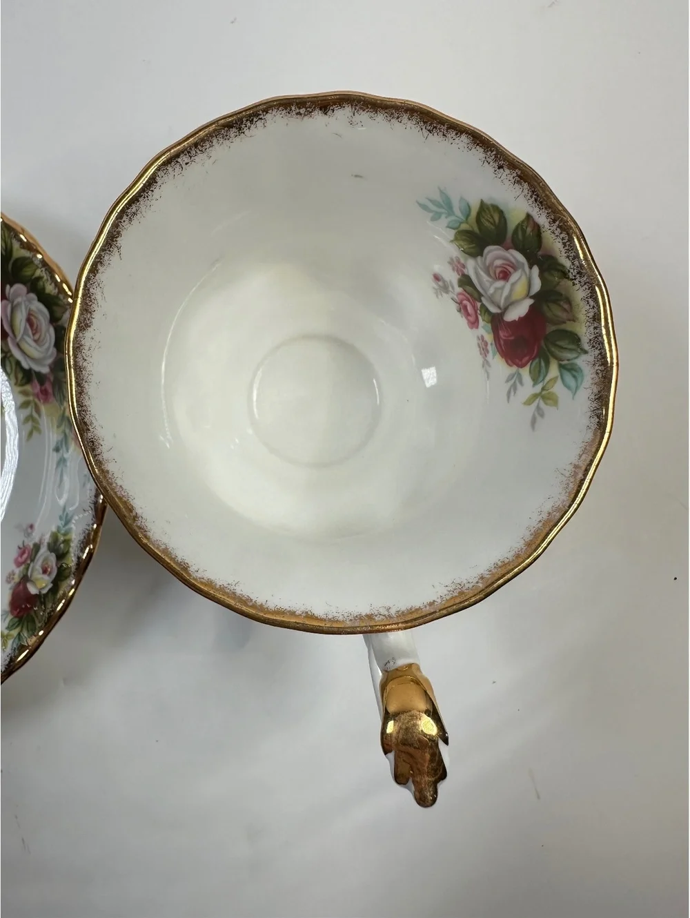 VTG Royal Albert Celebration Teacup Saucer Bone China England Roses Gold
